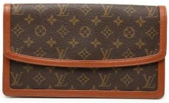 Louis Vuitton Tweedehands Canvas Louis Vuitton tassen - Dames - Vintage Clutch - Bruin - ONE Size - Vintage