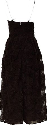Rotate 3D Floral Lace Midi Dress With Fitted Bodice And Voluminous Skirt