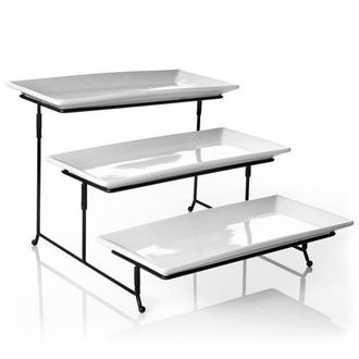 Gibson Home Gracious Dining 3-Tie Plate Set with Metal Stand in White at Nordstrom