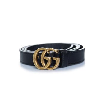 Gucci Gucci, dunne leren GG-riem in zwart