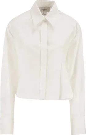 Sportmax Overhemden, Dames, Wit, XS, Katoen, Spxcerto Cropped Poplin Shirt