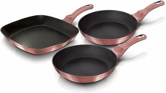 Berlinger Haus Berlinger Haus I-rose Set 2 Sartenes Y Grill 20-24-28cm Inducci&oacute;n, Aluminio Forjado, Antiadherente Ecol&oacute;gico Sin Pfoa Rosa