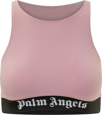 Palm Angels Pink Logo Round Neck Top