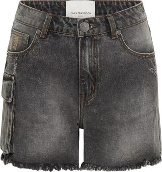 One Teaspoon Grijze Cargo Shorts - Dames - Denim shorts - Grijs - W25 - Katoen - Korte Broeken