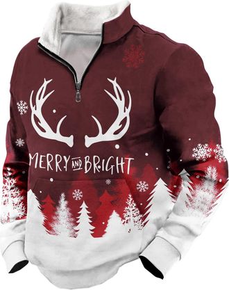 Generic Christmas Sweatshirts for Men, Festive Holiday Pullovers with Merry Christmas Prints, Cozy Winter Tops (UK, Alpha, 5XL, Regular, Regular, Christmas 08