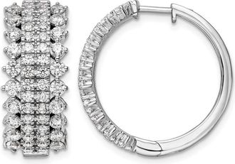 Diamond2Deal 14K White Gold 3 ct Lab Grown Diamond Hinged Hoop Earrings VS Clarity, G-H Color