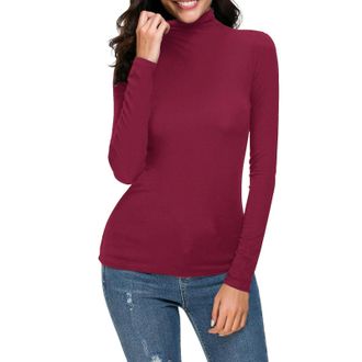 Generic Polo Neck Jumpers For Women - WomenS Long-Sleeve Lightweight Tops Long Sleeve Turtle Neck Plain Jumpers For Women Top Turtleneck Sweater Long Sleeve T