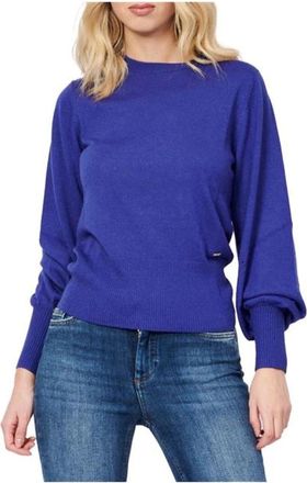 A|X Armani Exchange Geribbelde Ronde Hals Lange Mouw Trui - Dames - Ronde hals truien - Blauw - XS - Wol - Truien & Vesten