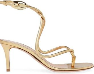 Gianvito Rossi Jungle Mamba 70 Thong in Gold 95%nappa+5%tpu at Nordstrom, Size 36.5