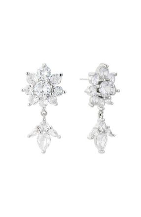 Untamed Petals Whisper Crystal Drop Earrings in Silver at Nordstrom