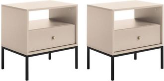 Vente-Unique Vente-unique - Comodino 1 cassetto e 1 nicchia Beige - Lotto di 2 - bogdan