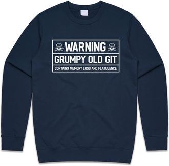 Sanfran Clothing Warning Grumpy Old Git Top Funny Fathers Day Dad Uncle Grandad Gramps Grandpa Jumper Sweater Large/Navy Blue