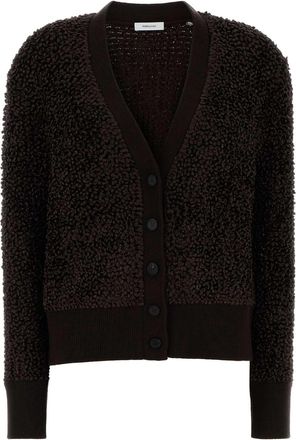 Ferragamo Womens Dark Brown Boucle Cardigan - Dark Grey viscose - Size X-Small