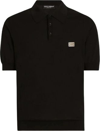Dolce & Gabbana Katoenen polo shirt met logo tag - Heren - Polos - Zwart - XL - Katoen - Tops
