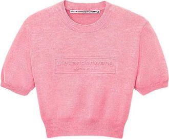 Alexander Wang Pullover Crop In Ciniglia Di Misto Cotone Con Logo-Donna