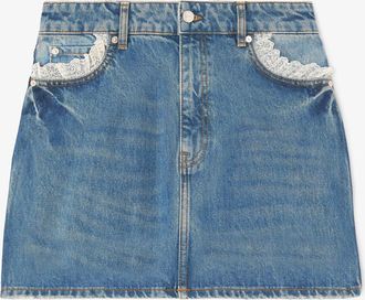 Ganni Blue Skirt in Rigid Denim - Size 10/12 Organic Cotton