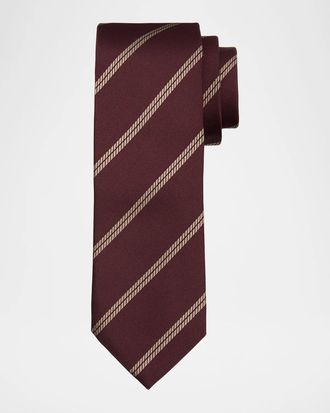 Brunello Cucinelli Men & apos;s Regimental Stripe Silk Tie