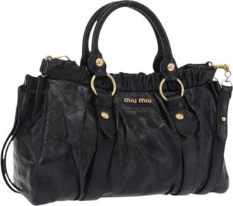 Miu Miu Pre-owned Hand Bag - Dames - Vintage Handtas - Zwart - ONE Size - Leer - Vintage