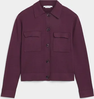Contemporaine Womens Flap-pocket Polo Shirt-collar cardigan