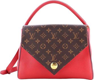 Louis Vuitton Red Calfskin & Monogram Canvas Double V (Authentic Pre-Loved)