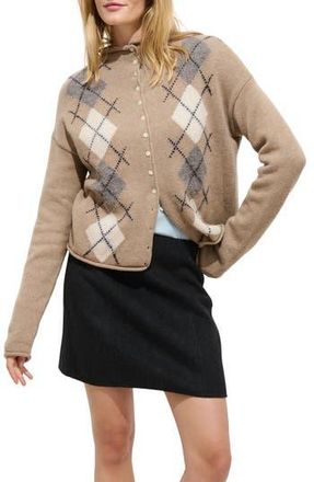 Alex Mill Taylor Argyle Wool Blend Cardigan in Oatmeal at Nordstrom Rack, Size X-Large
