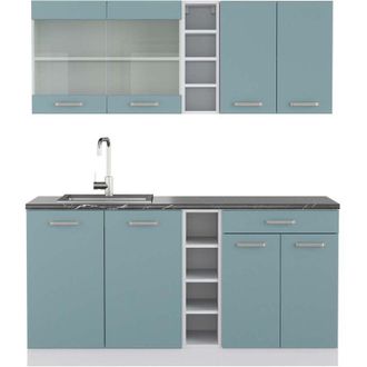 Vicco Cocina Vers&aacute;til R-line, Azul-gris-blanco, 160 Cm, Et Antracita