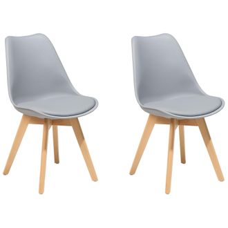 Beliani Beliani - Conjunto De 2 Sillas De Comedor Gris Claro Madera Clara Material Sint&eacute;tico Dakota Ii