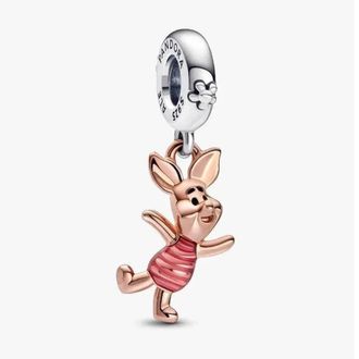 Pandora Disney Piglet Sterling Silver And 14K Rose Gold-Plated Dangle