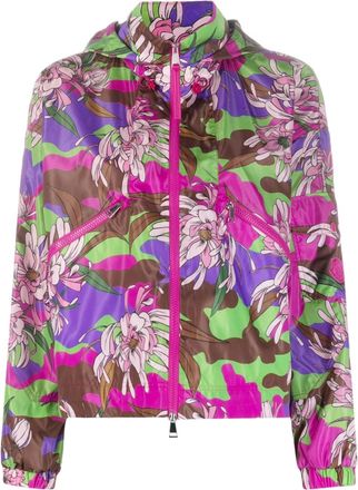 Moncler Severau floral-print jacket - women - Polyamide - 3 - Purple