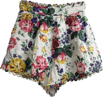 Zimmermann Allia Floral-Print Shorts in Multicolor Linen