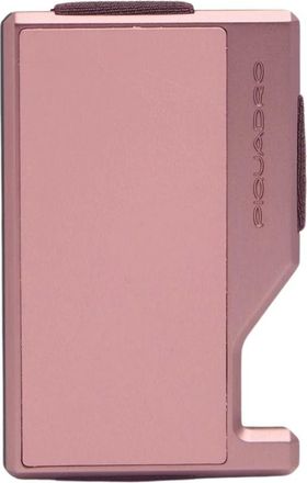Piquadro Accessoires, Dames, Roze, ONE Size, Leer, Mag Safe Kaarthouder van Metaal en Leer met Elastische Band