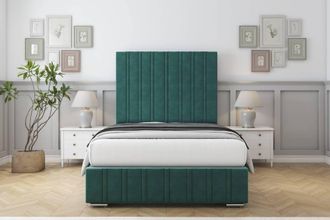 Sloomy Langston Plush Frame-Mattress - 50 Upholstered Headboard in Emerald | Size: King