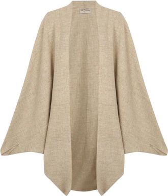 Cortana Oversized Cocoon Jas - Dames - Kimonos - Beige - ONE Size - Wol - Overhemden