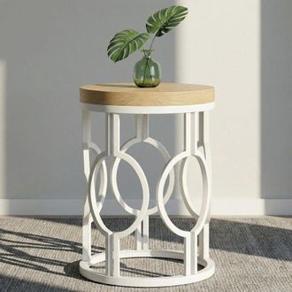 Tribesigns Tribesigns - Round End Table, Industrial SideTable with Metal Hollow Frame, Small Bedside Table Nightstand for Living Room, Bedroom, Easy Assembly