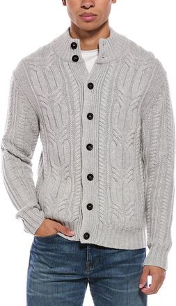 N.Peal N. PEAL Oversized Cable 100% Cashmere Mock Neck Cardigan