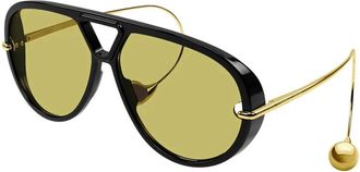 Bottega Veneta Drop Aviator zonnebril - Dames - Zonnebrillen - Zwart - 63 MM - Accessoires