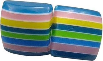 Generic 12 Pairs Resin Ear Studs Rainbow Colour Square Geometric Earrings Gift for Girl Square