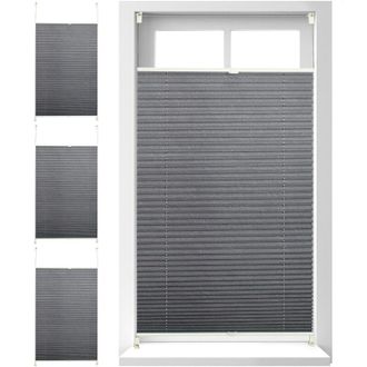 Relaxdays 4 Estores Plisados Transparente, Pol&iacute;&eacute;ster, 80 X 130 Cm, Gris