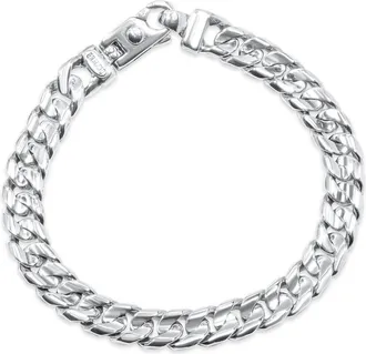 Pompeii3 Braccio Mens 34 Gram Curb Link Solid Silver Bracelet 8.5 Size: 8.5