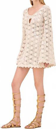 Alexis Micah Long-Sleeve Mini Silhouette Dress In Beige