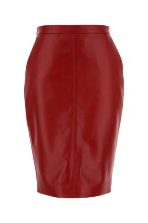 Saint Laurent Red Leather Skirt