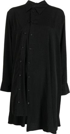 Yohji Yamamoto asymmetric decorative button-detail shirt - women - Polyester/Triacetate - 2 - Black