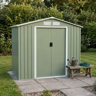Sweeek Caseta de jard&iacute;n de metal con kit de anclaje, 2 71m&sup2;, verde claro