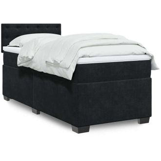 vidaXL Cama Box Spring Con Colch&oacute;n Terciopelo Negro 100x200 Cm Vidaxl