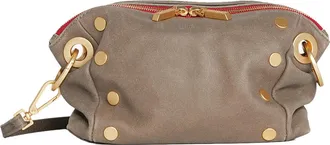Hammitt Hammitt Daniel Crossbody Clutch Pewter Brushed Gold Red Zip