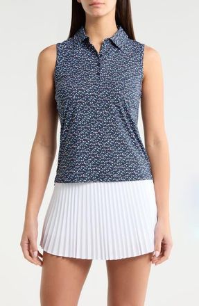 G/Fore Aye Poppy Silky Tech Sleeveless Golf Polo in Azul /Twilight at Nordstrom, Size X-Small