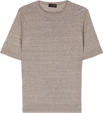Dell'Oglio crew-neck speckle-knit T-shirt - men - Cotton/Linen/Flax - 48 - Neutrals