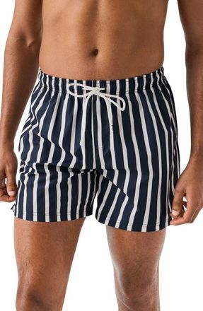 Eton Stripe Swim Trunks in Navy at Nordstrom, Size Medium