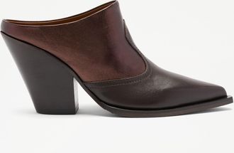 Russell & Bromley BIRCHWOOD Womens Dark Brown Leather Western Heeled Mule