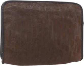 Dior Pre-owned Clutches, female, Brown, Size: ONE SIZE Pre-owned Trotter Canvas Clutch